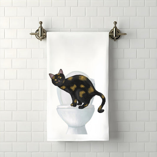 Tortoiseshell Cat Bathroom Towel - MerikaArt
