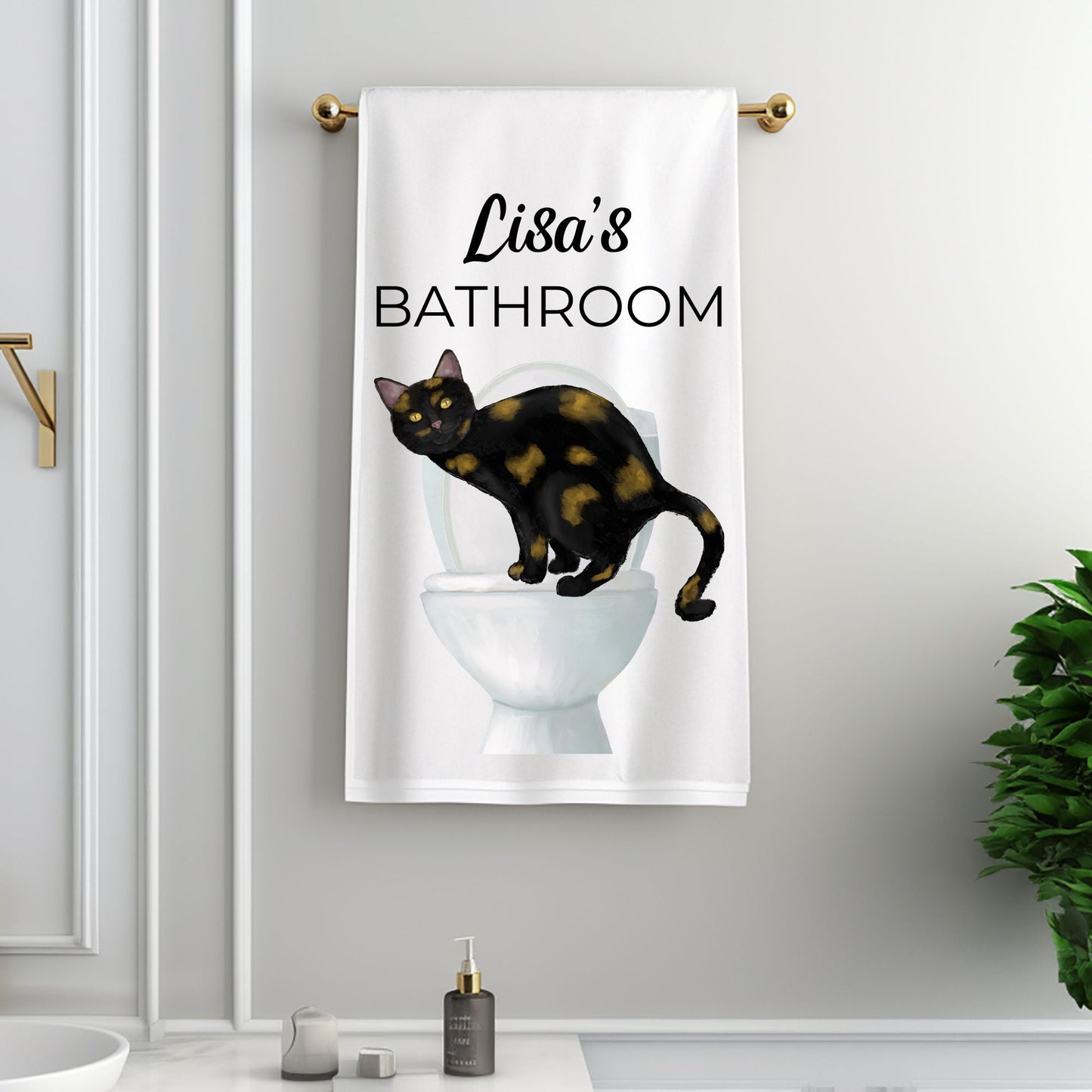 Tortoiseshell Cat Bathroom Towel - MerikaArt