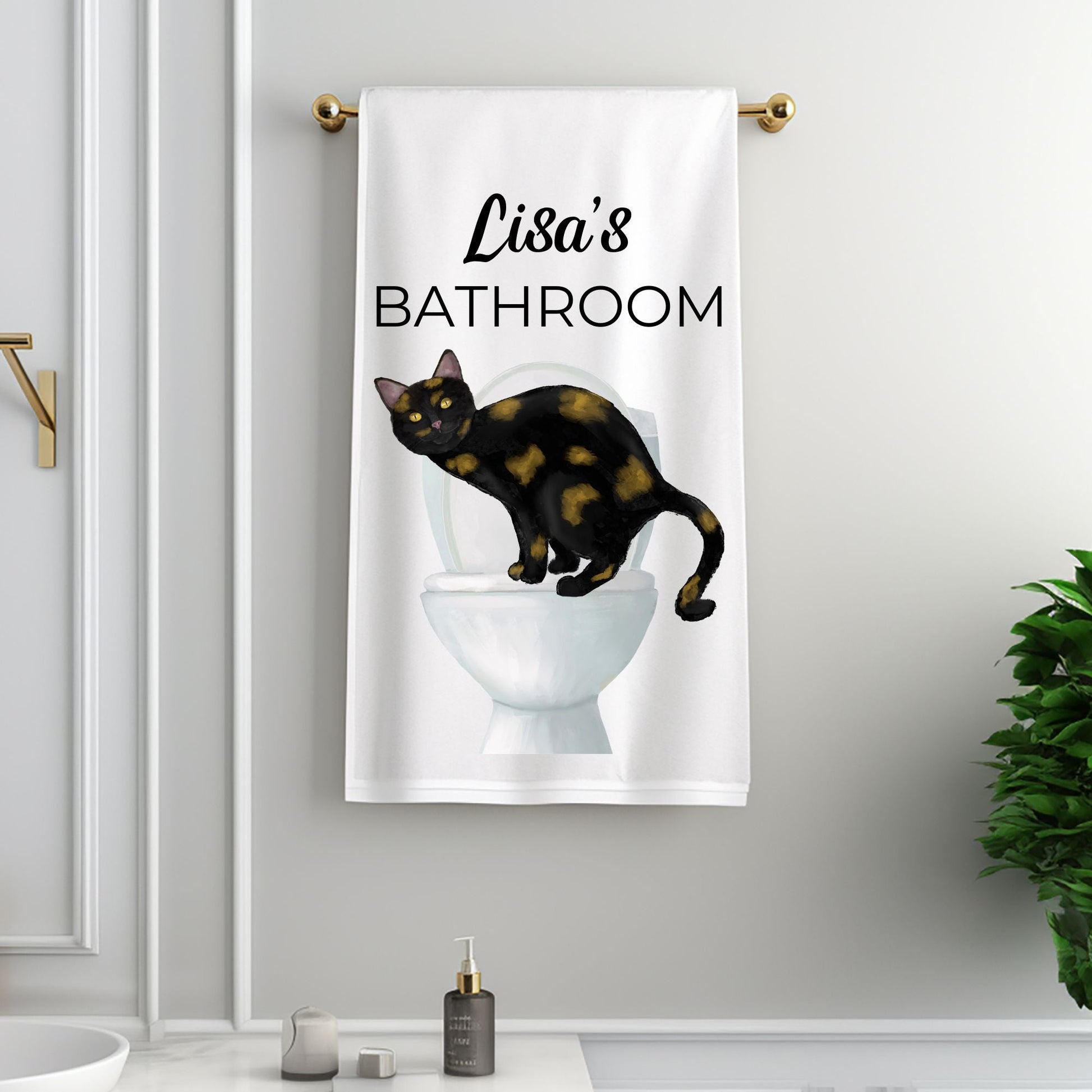 Tortoiseshell Cat Bathroom Towel - MerikaArt