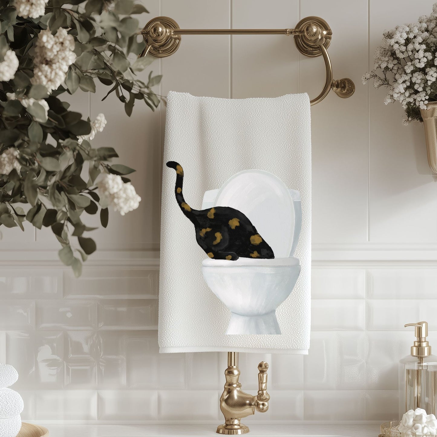 Tortoiseshell Cat Bathroom Towel - MerikaArt
