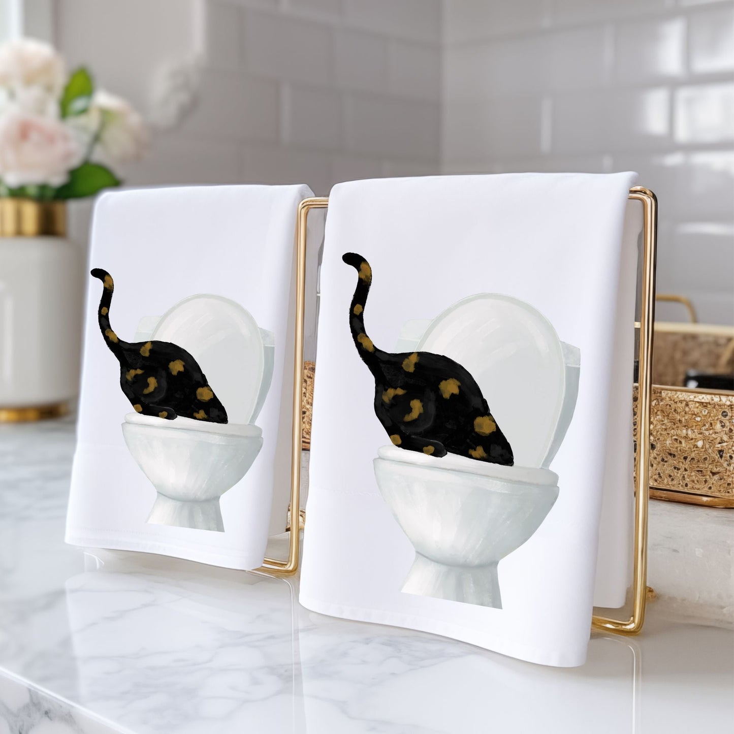 Tortoiseshell Cat Bathroom Towel - MerikaArt