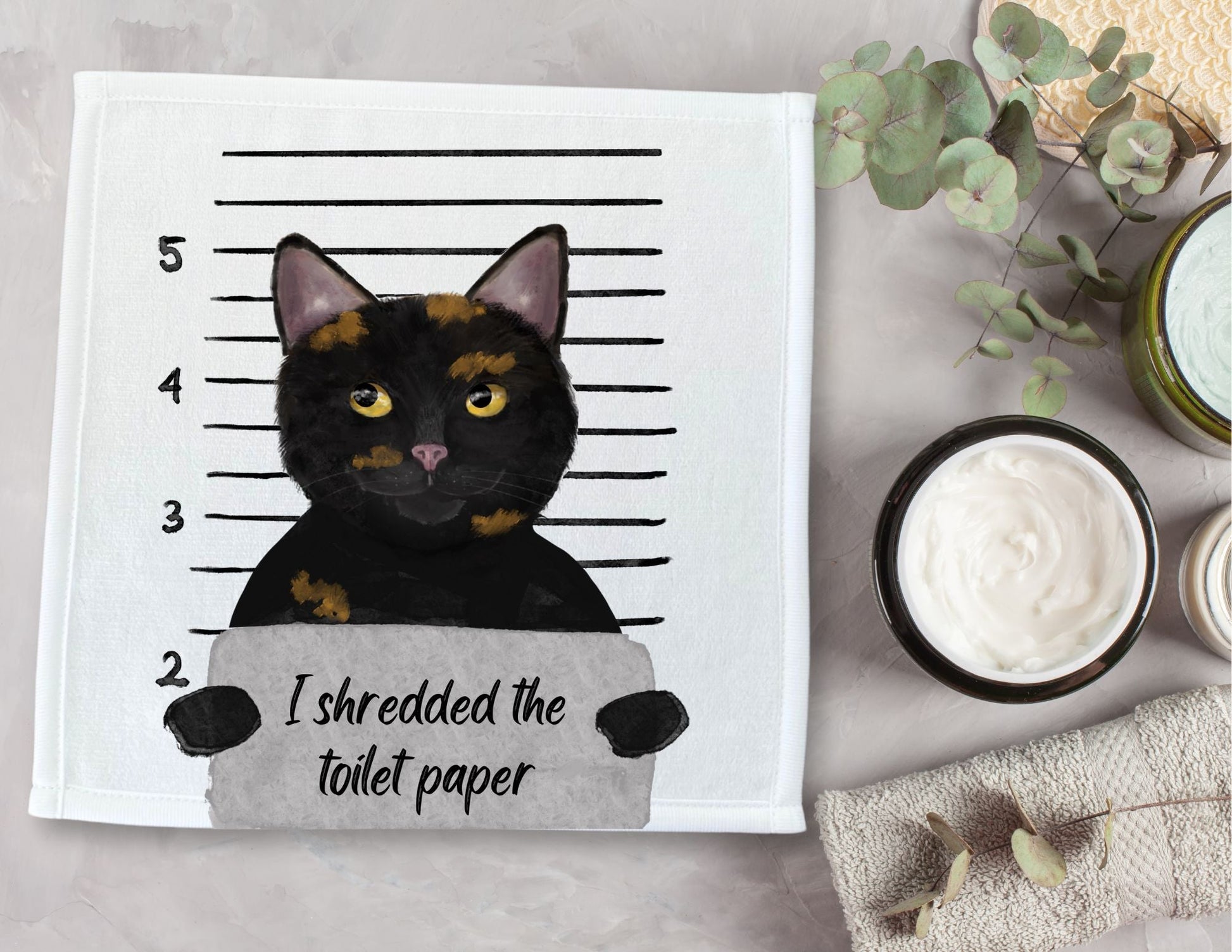 Tortoiseshell Cat Washcloth - MerikaArt