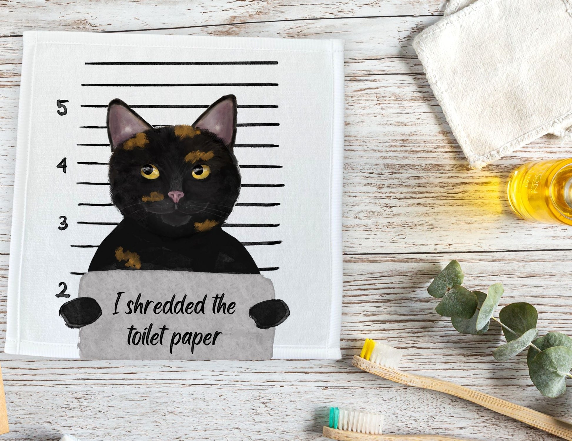 Tortoiseshell Cat Washcloth - MerikaArt