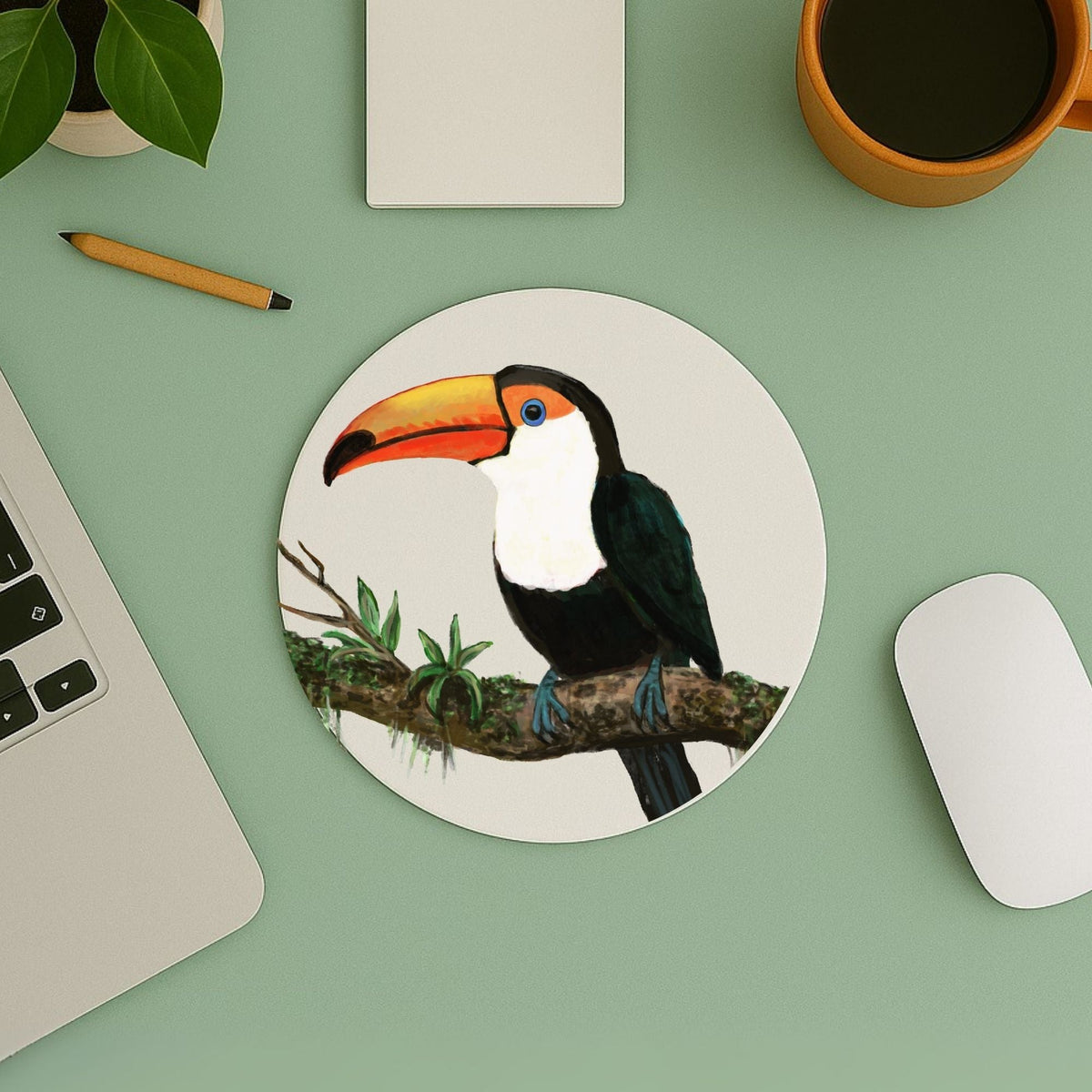 Toucan Branch Mousepad - MerikaArt