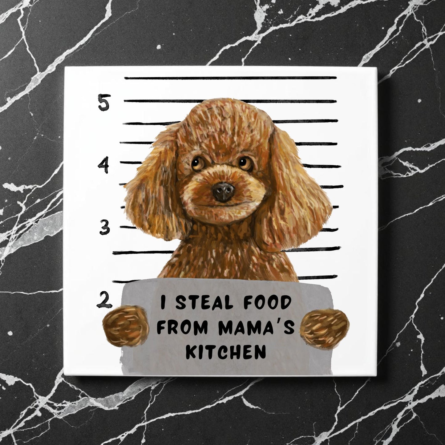 Toy Poodle Mugshot Ceramic Tile - MerikaArt