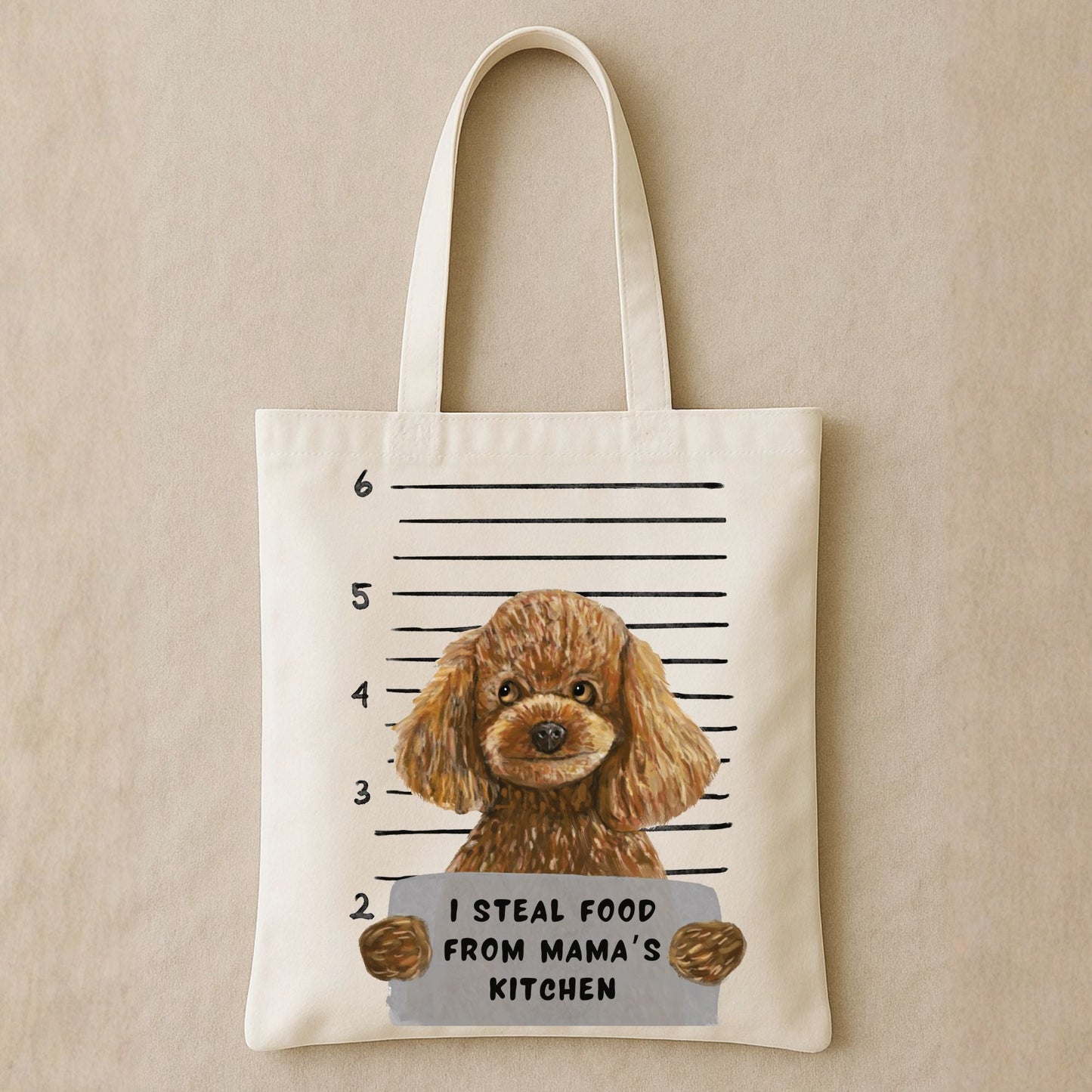 Toy Poodle Mugshot Tote Bag - MerikaArt
