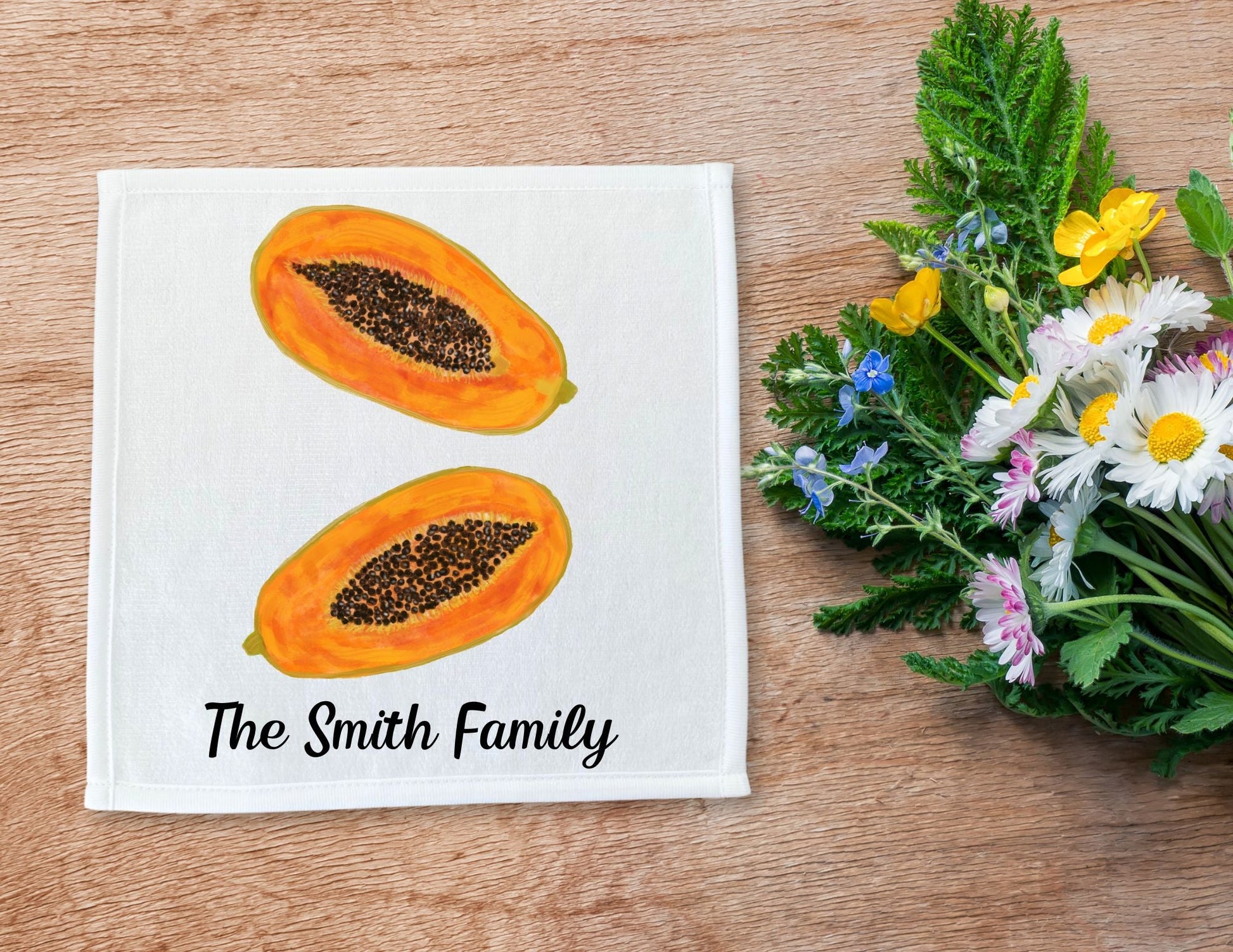 Tropical Papaya Washcloth - MerikaArt