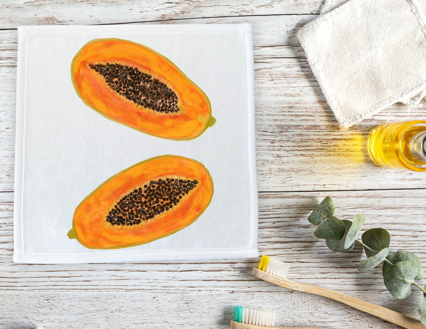 Tropical Papaya Washcloth - MerikaArt