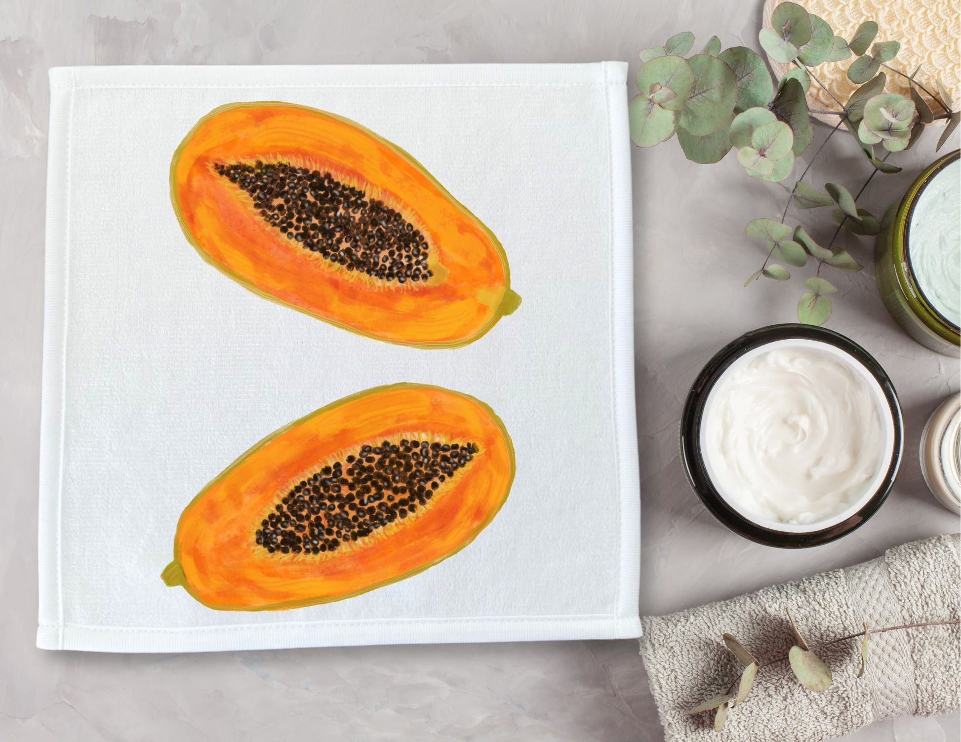 Tropical Papaya Washcloth - MerikaArt