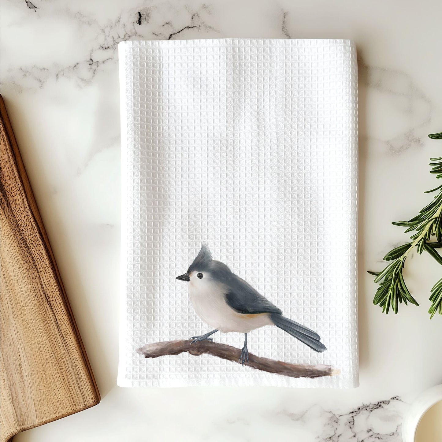 Tufted Titmouse Kitchen Towel - MerikaArt