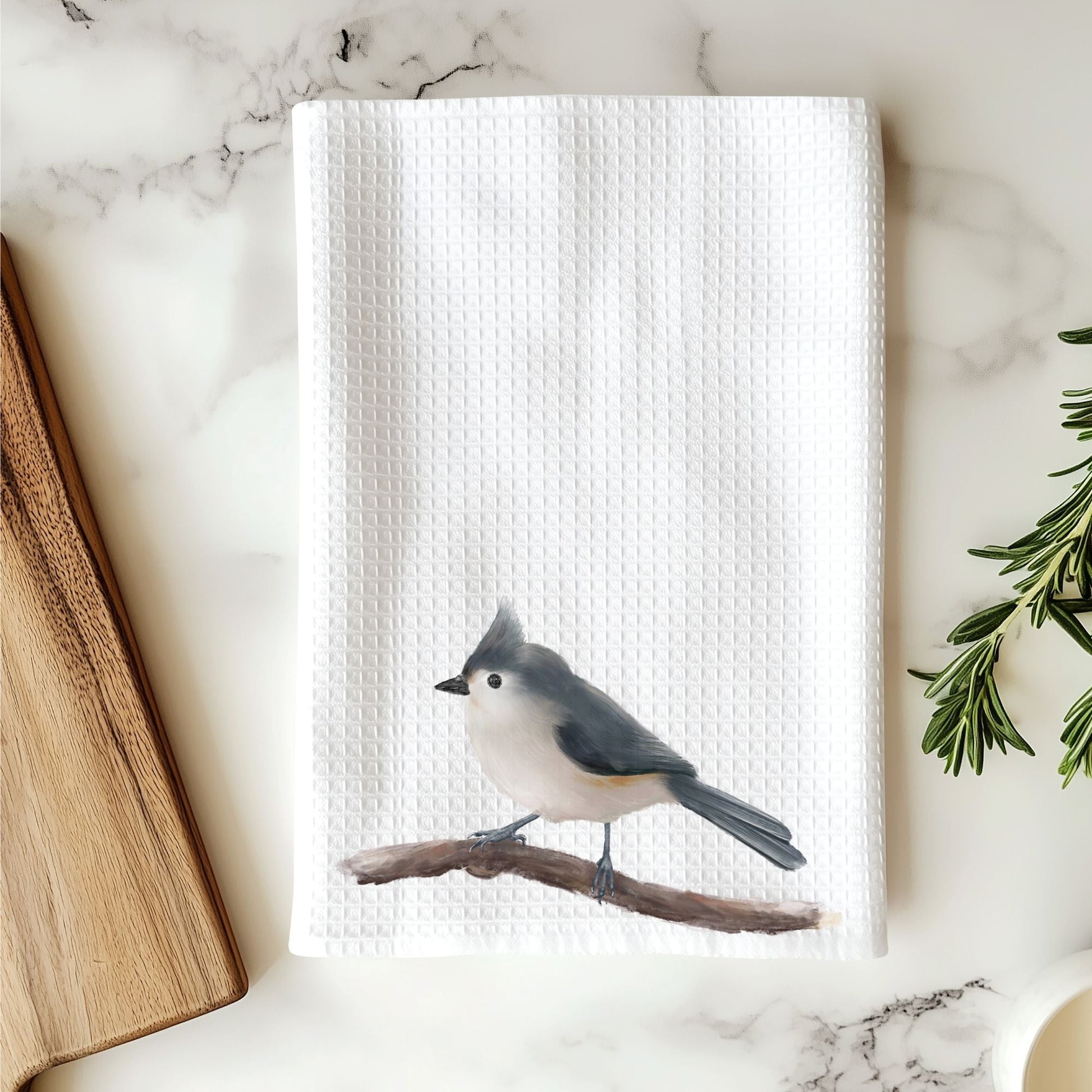 Tufted Titmouse Kitchen Towel - MerikaArt