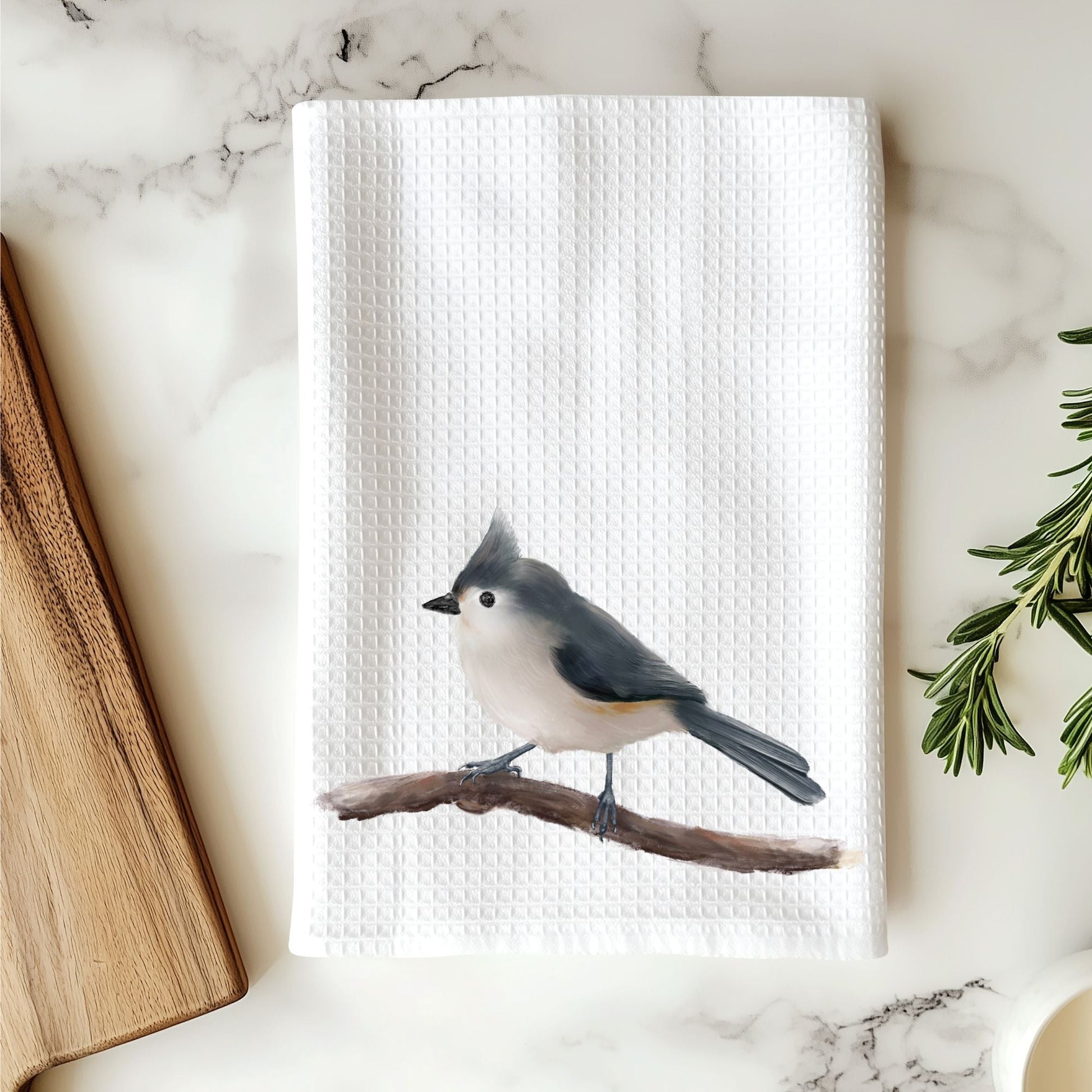 Tufted Titmouse Kitchen Towel - MerikaArt