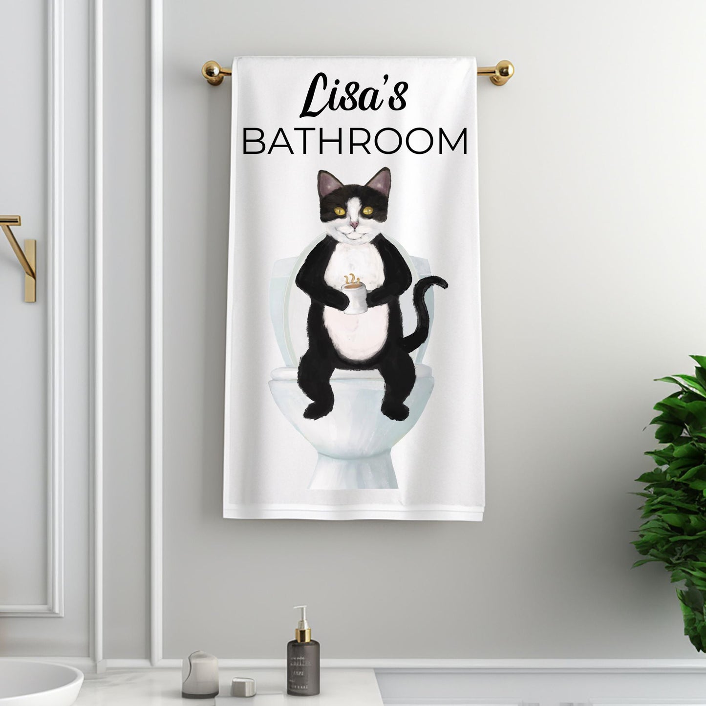 Tuxedo Cat Bathroom Towel - MerikaArt