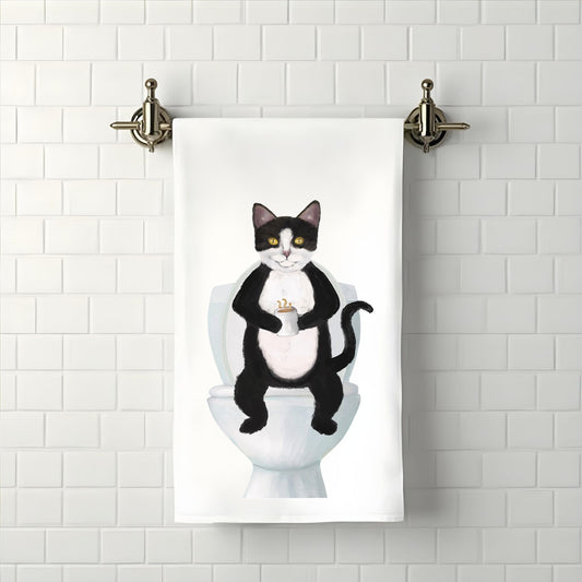 Tuxedo Cat Bathroom Towel - MerikaArt