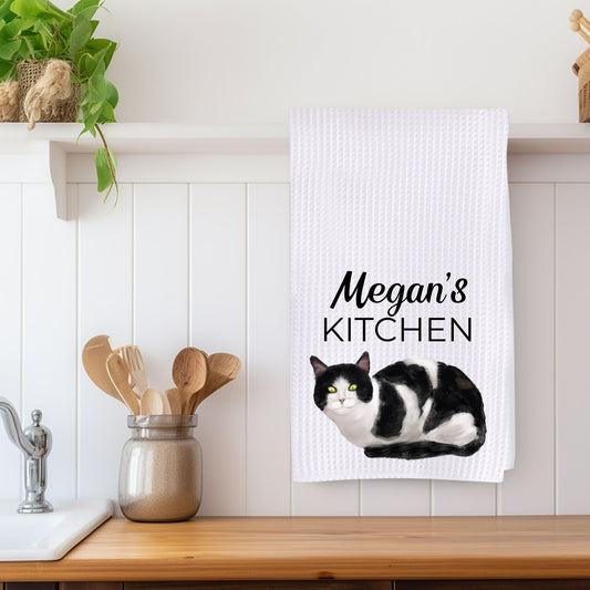 Tuxedo Cat Kitchen Towel - MerikaArt