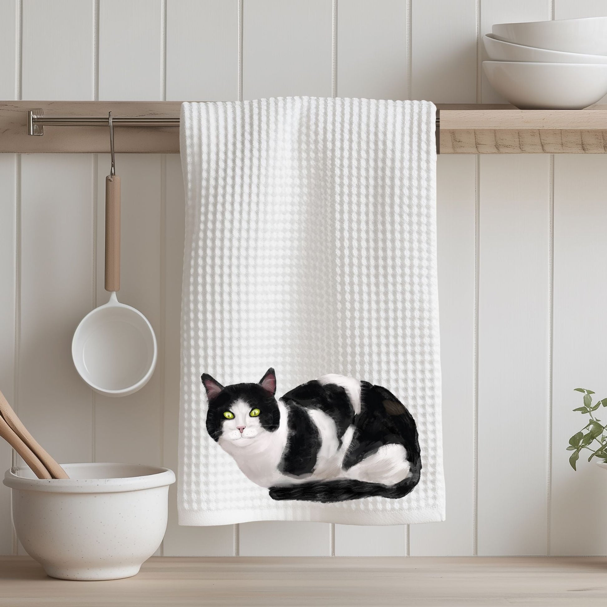 Tuxedo Cat Kitchen Towel - MerikaArt