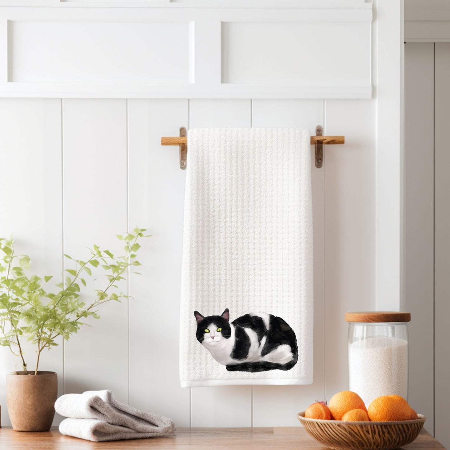 Tuxedo Cat Kitchen Towel - MerikaArt