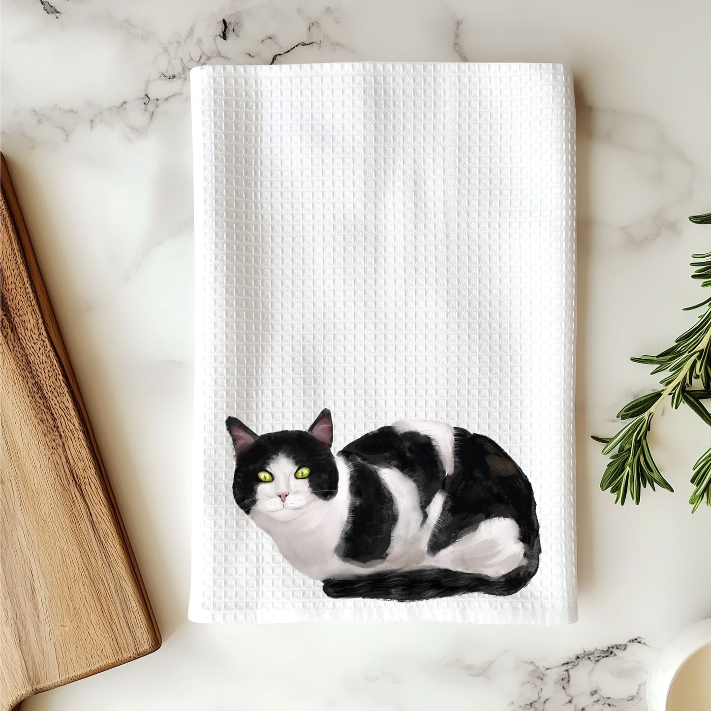 Tuxedo Cat Kitchen Towel - MerikaArt