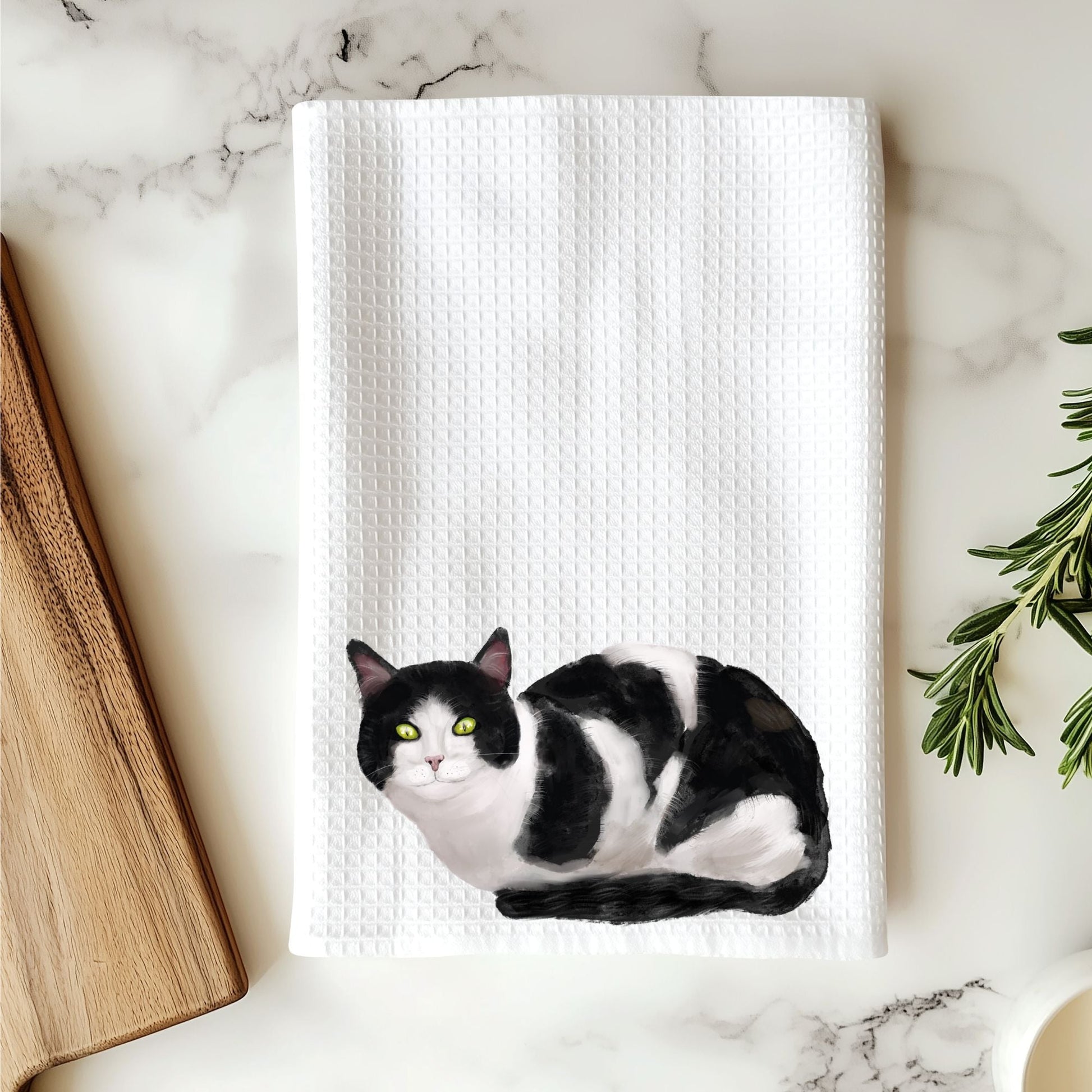 Tuxedo Cat Kitchen Towel - MerikaArt