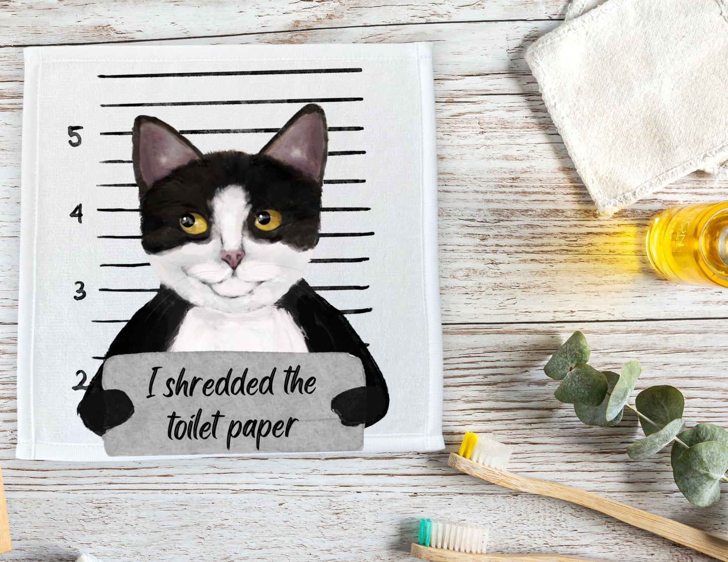 Tuxedo Cat Washcloth - MerikaArt