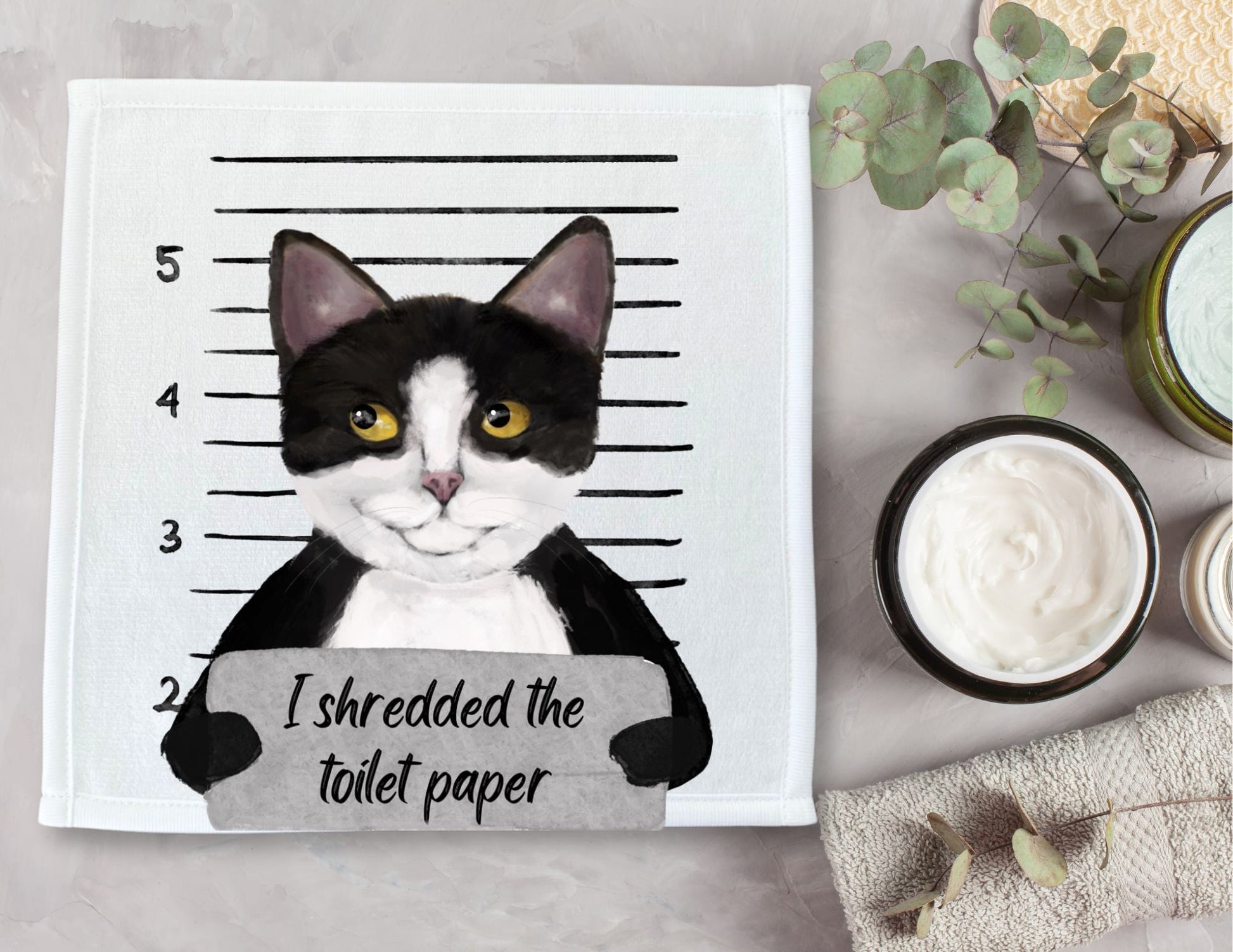 Tuxedo Cat Washcloth - MerikaArt