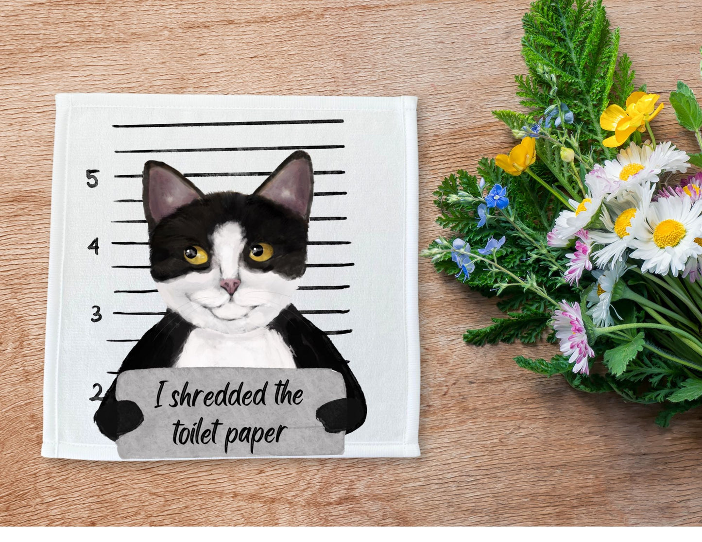 Tuxedo Cat Washcloth - MerikaArt