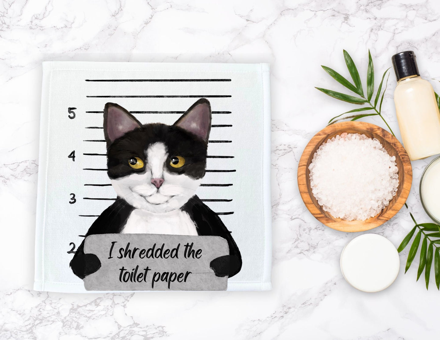Tuxedo Cat Washcloth - MerikaArt