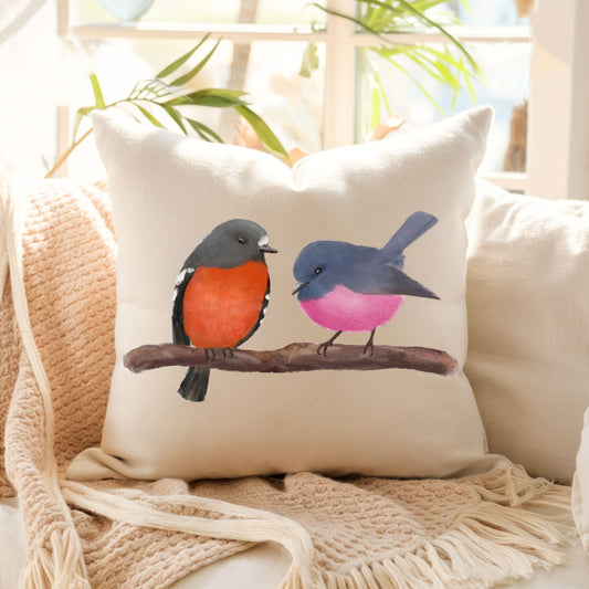 Two Colorful Birds Pillow - MerikaArt