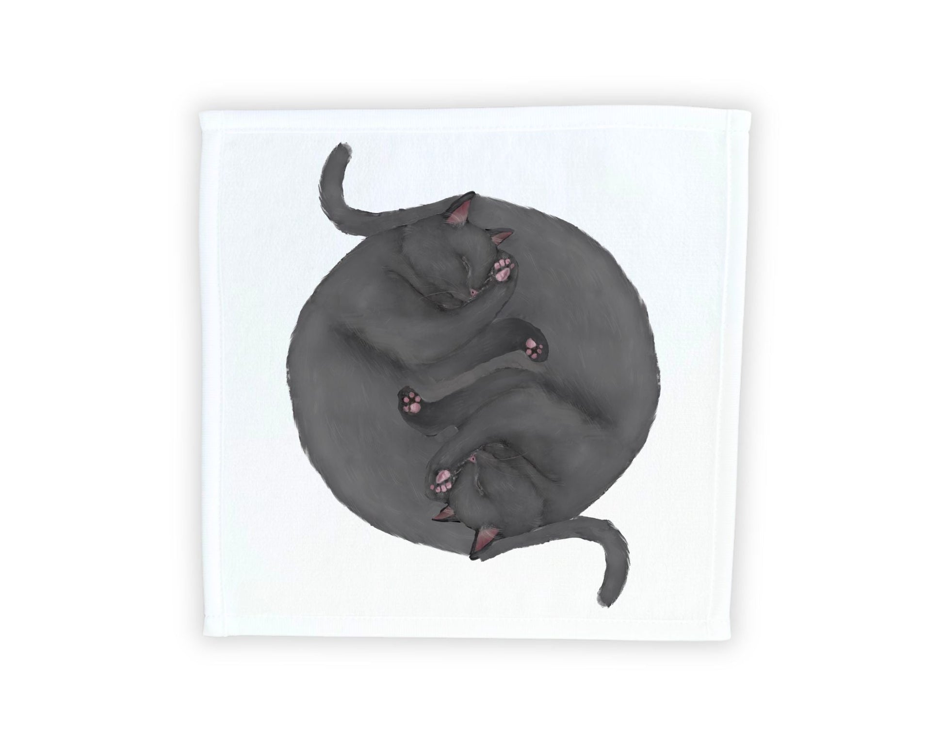 Two Gray Cats Sleeping Washcloth - MerikaArt