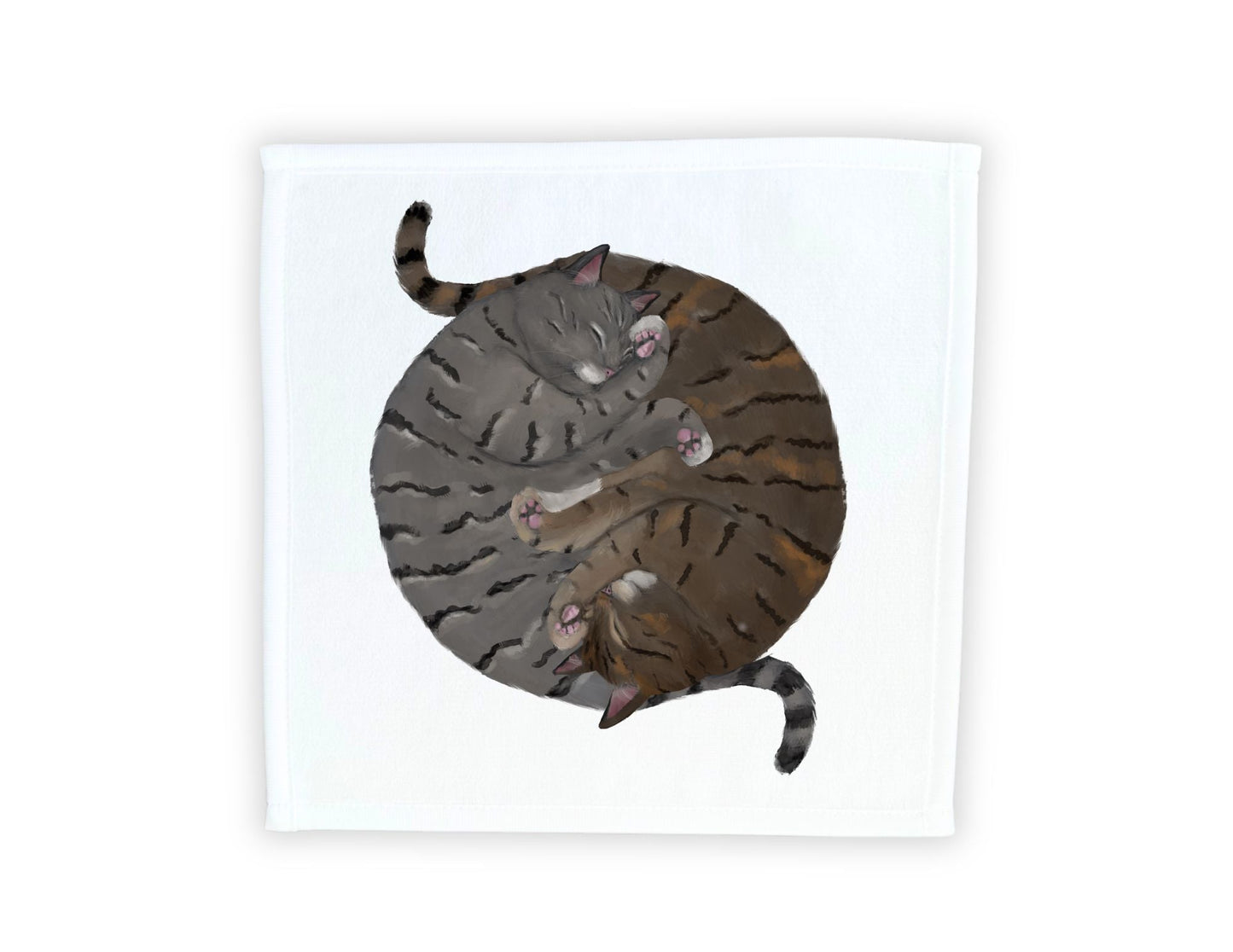 Two Tabby Cats Sleeping Washcloth - MerikaArt