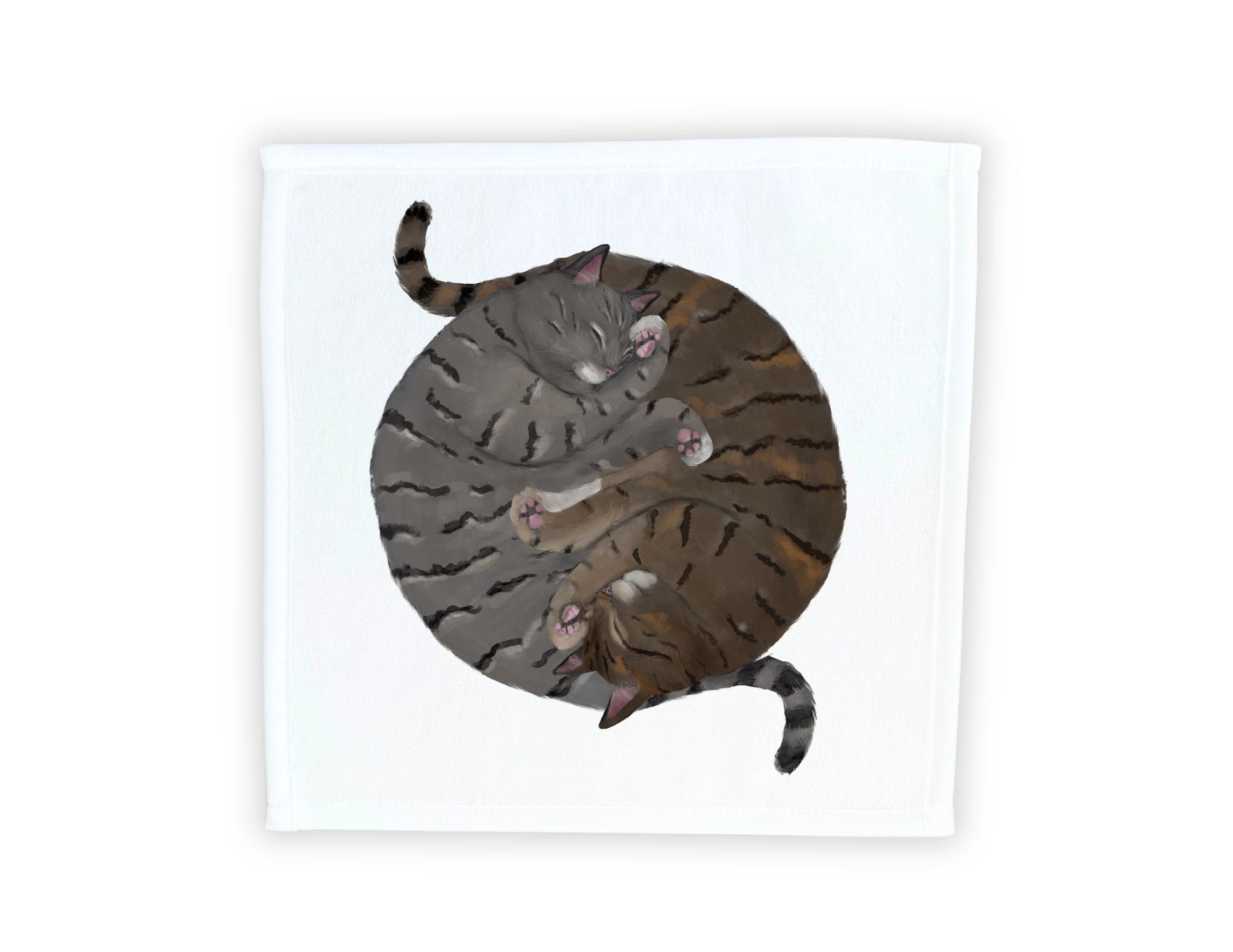 Two Tabby Cats Sleeping Washcloth - MerikaArt
