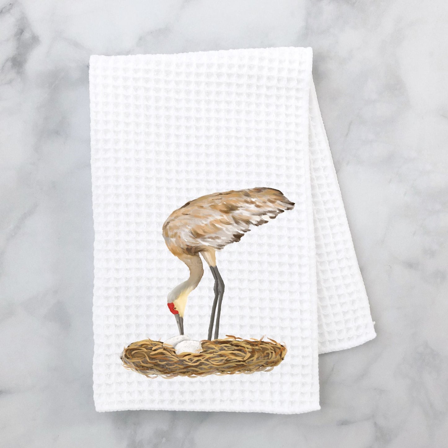 Unique Sandhill Crane Nesting Kitchen Towel - MerikaArt