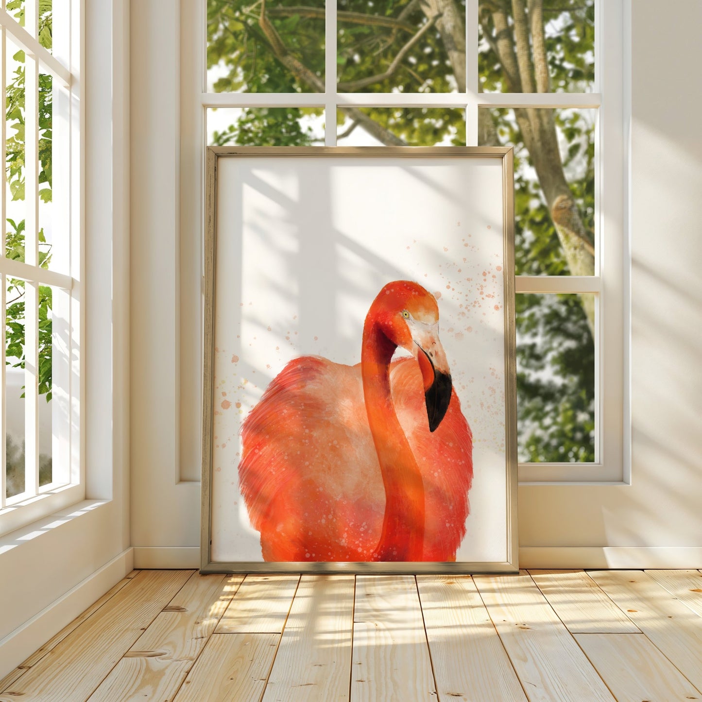 Vibrant Flamingo Watercolor Art Print – Bold and Elegant Wall Decor - MerikaArt