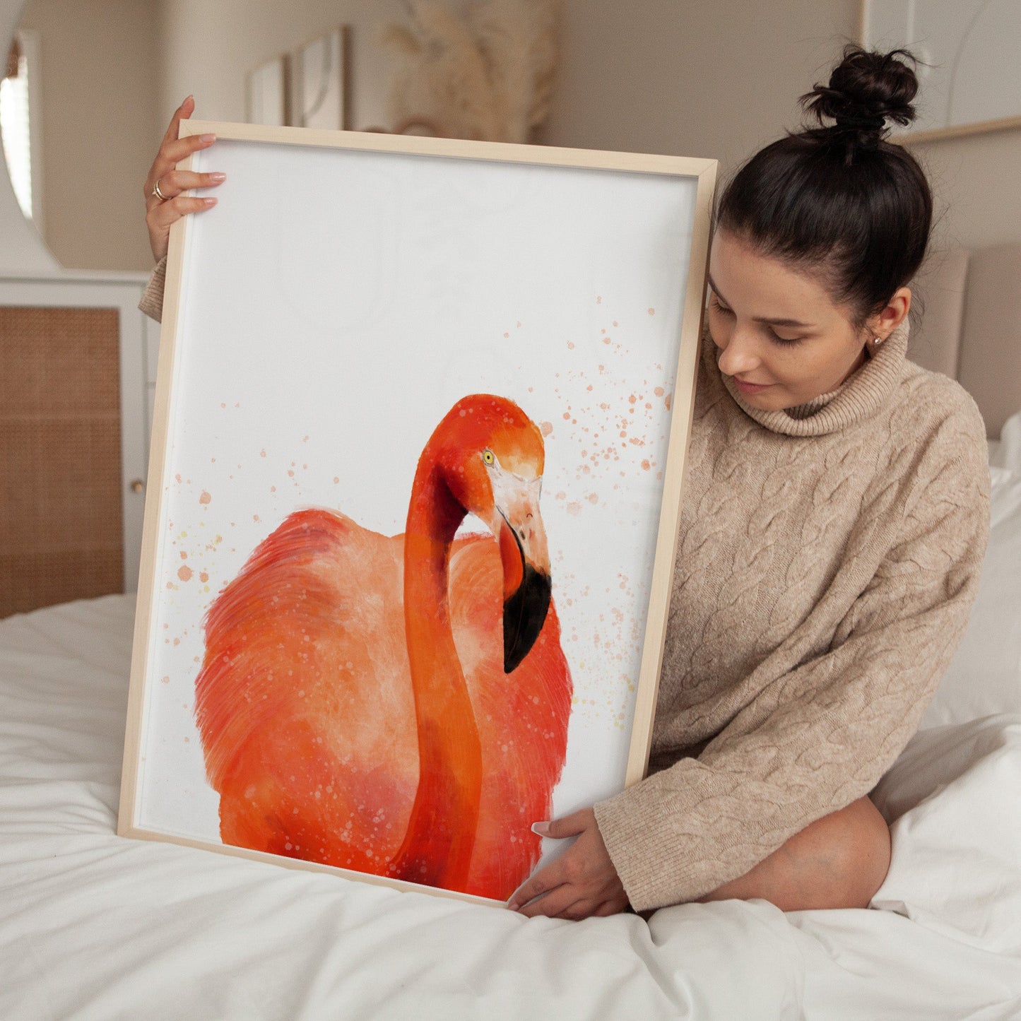 Vibrant Flamingo Watercolor Art Print – Bold and Elegant Wall Decor - MerikaArt