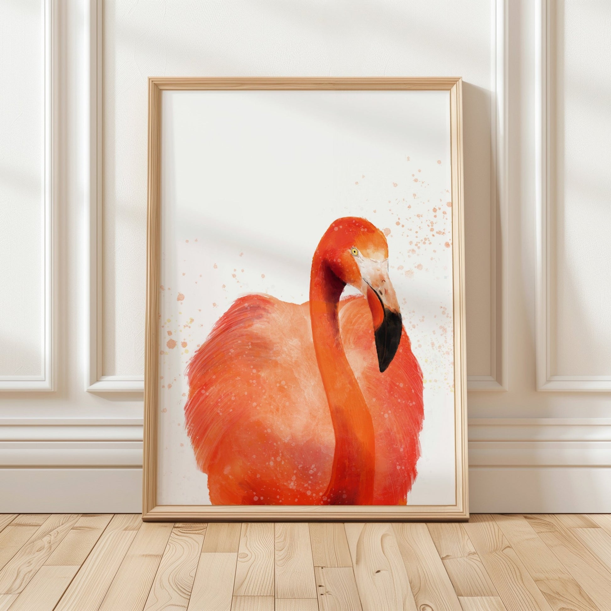 Vibrant Flamingo Watercolor Art Print – Bold and Elegant Wall Decor - MerikaArt
