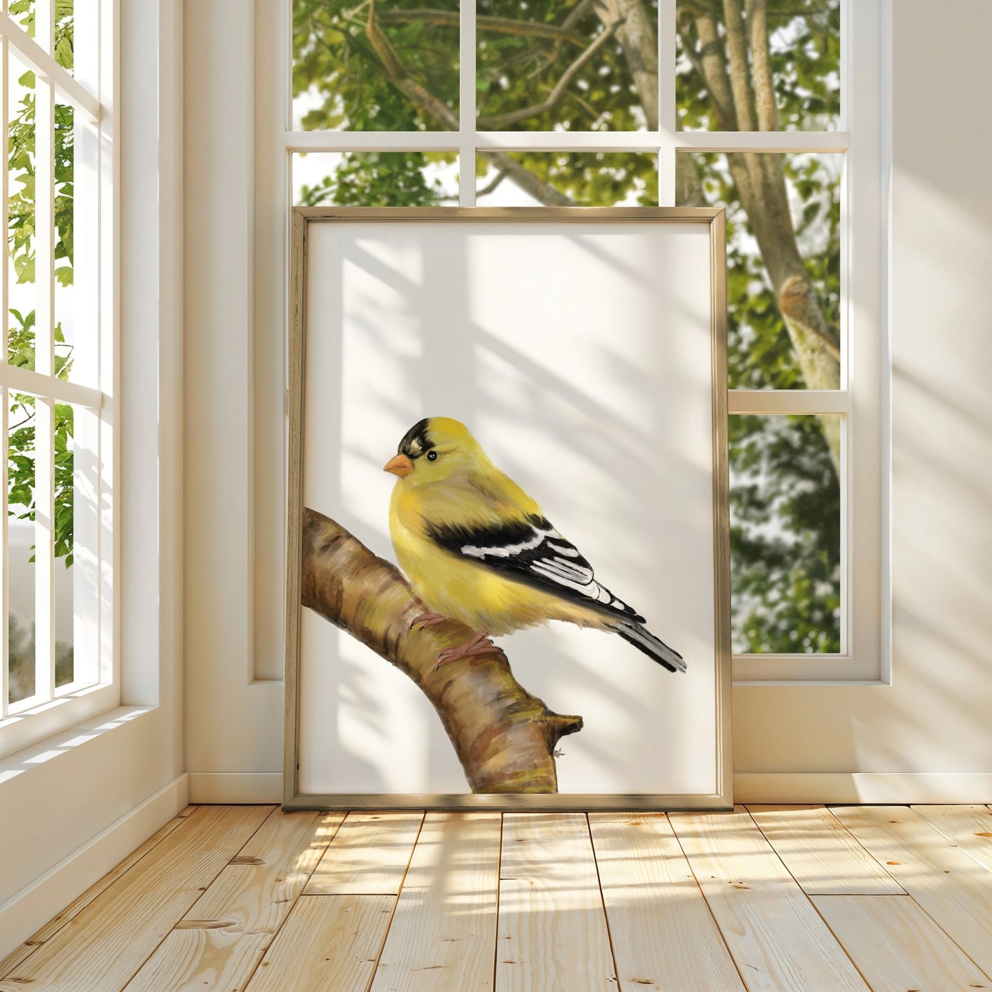 Vibrant Goldfinch Art Print – Bright and Cheerful Bird Decor - MerikaArt