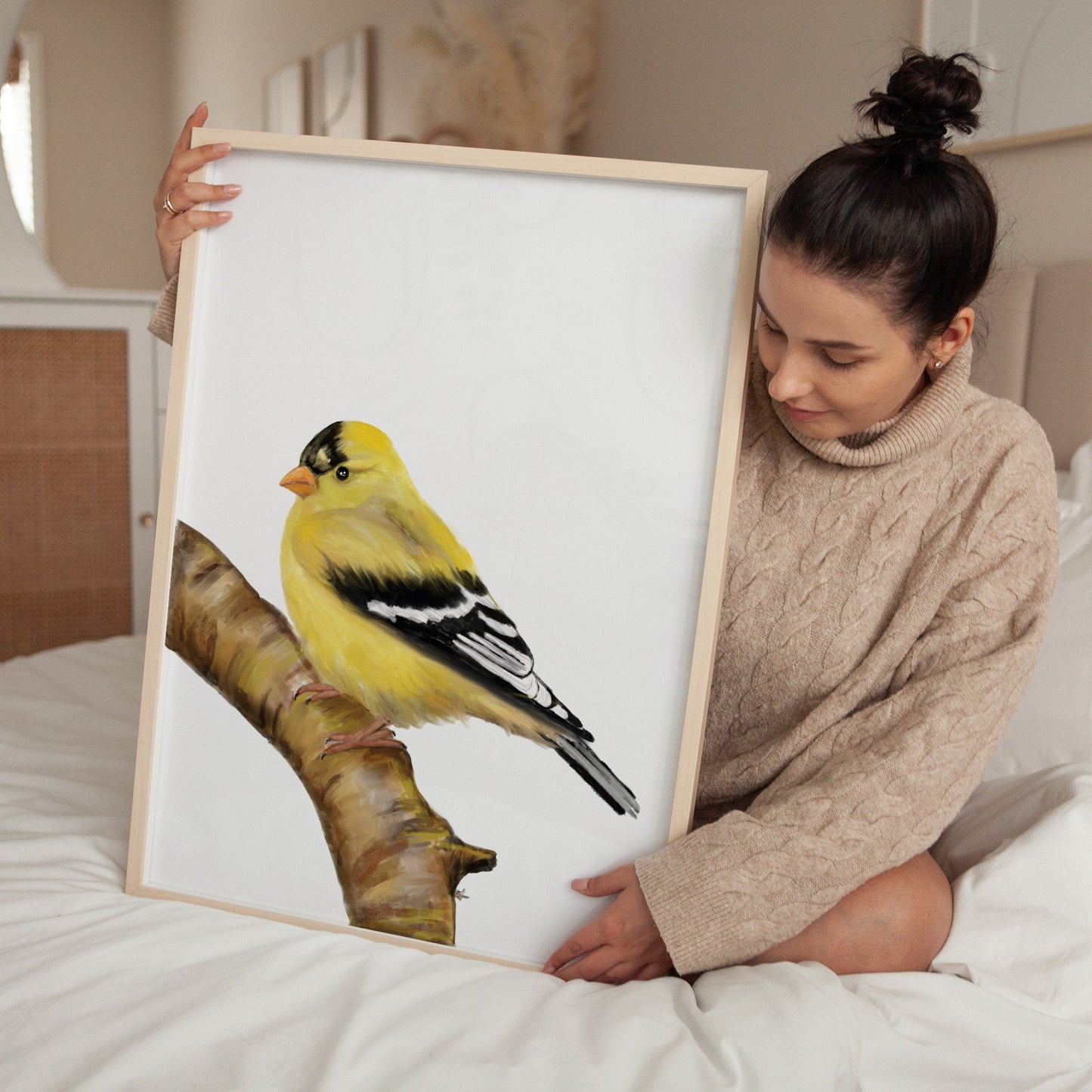 Vibrant Goldfinch Art Print – Bright and Cheerful Bird Decor - MerikaArt