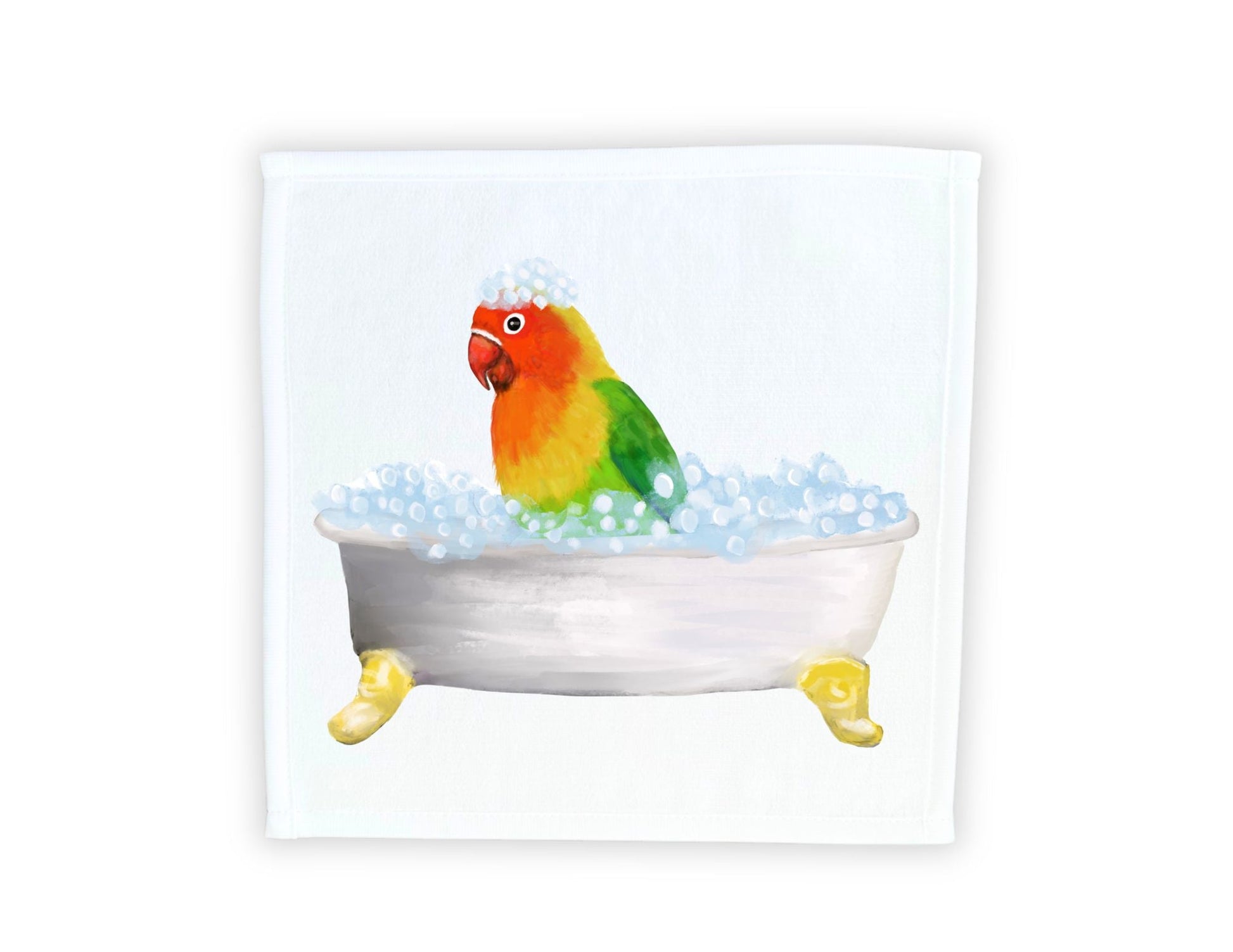 Vibrant Lovebird Bath Washcloth – A Delightful Avian Design - MerikaArt