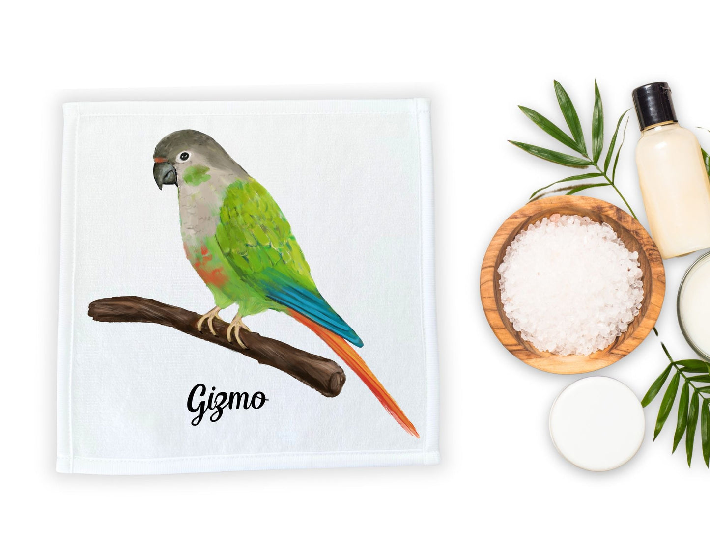 Vibrant Parrot on Branch Washcloth - MerikaArt