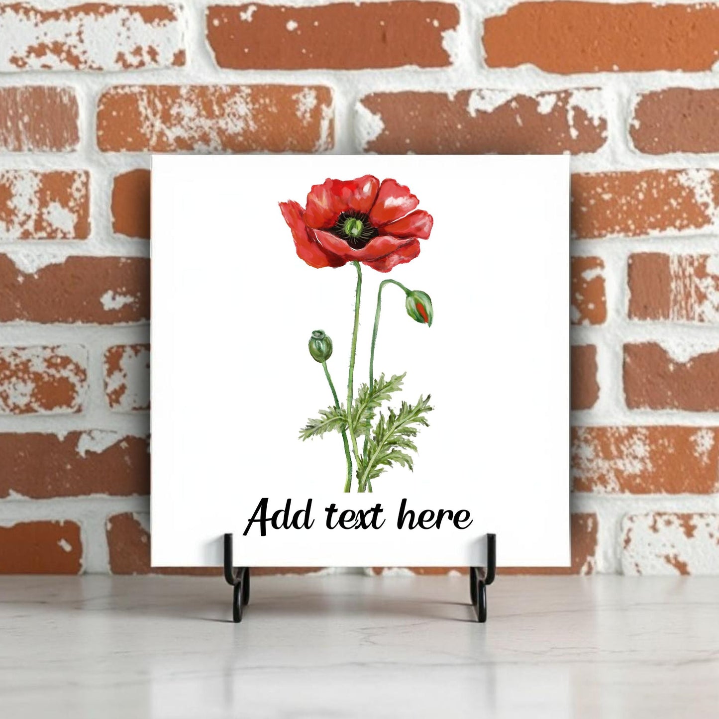 Vibrant Red Poppy Ceramic Tile - MerikaArt