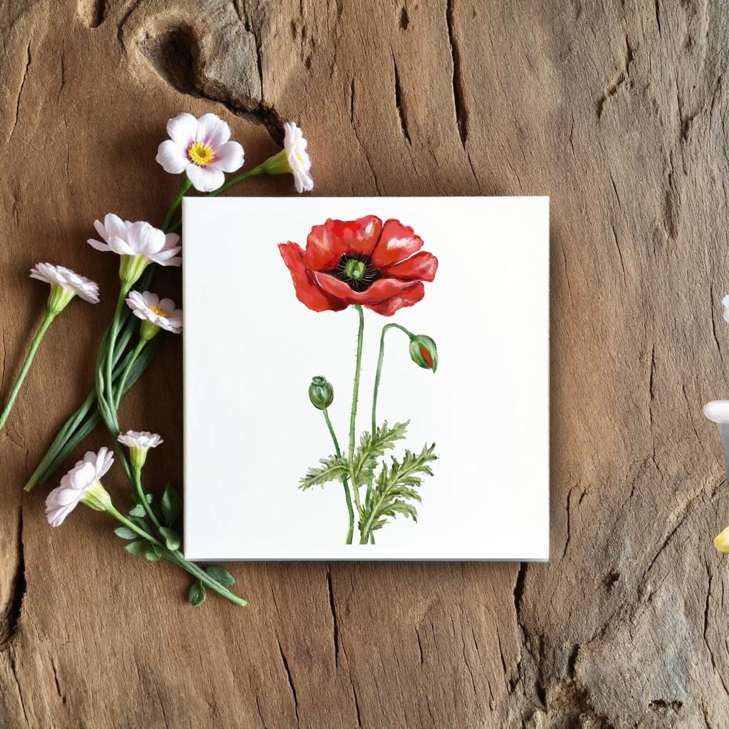 Vibrant Red Poppy Ceramic Tile - MerikaArt