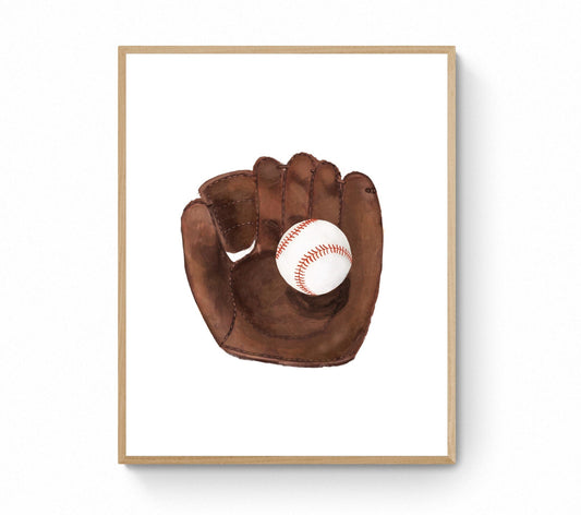Vintage Baseball Gloves Print, Sport Painting, Boys Room Wall Art, Gift for Girls, Kids Wall Art, Nursery Decor, Sports Lover Drawing - MerikaArt