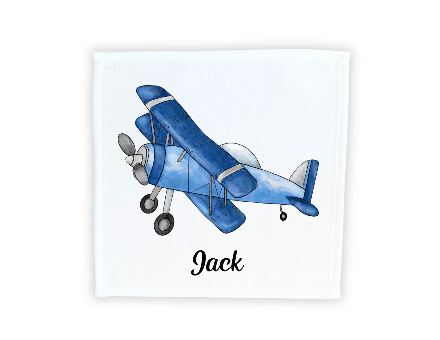 Vintage Blue Biplane Washcloth - MerikaArt