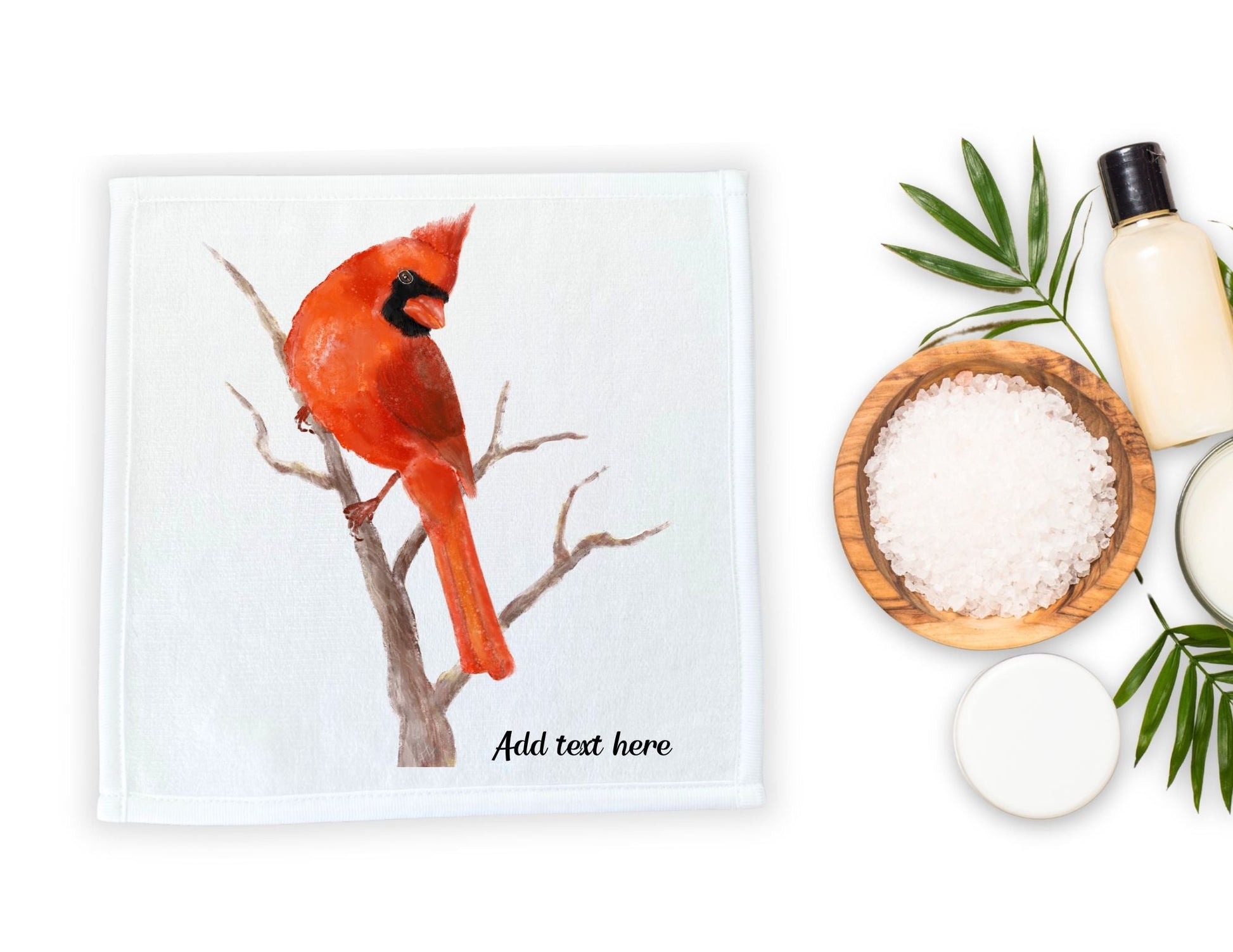 Vivid Red Cardinal Washcloth – Majestic Bird Design - MerikaArt