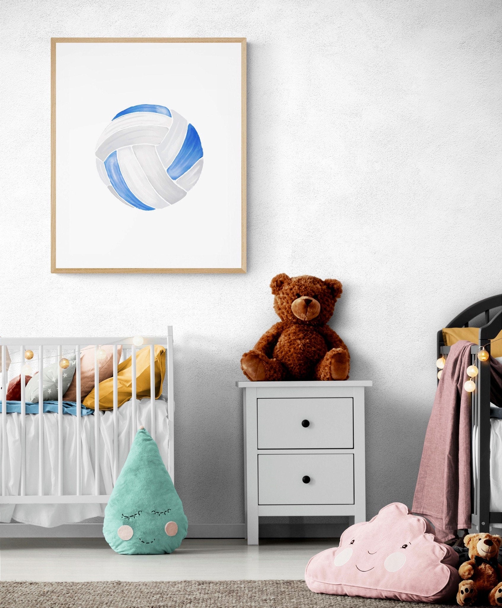 Volleyball Print, Sport Painting, Boys Room Wall Art, Girls Room Print, Boys Room Gift, Kids Wall Art, Nursery Decor, Sports Lover Drawing - MerikaArt