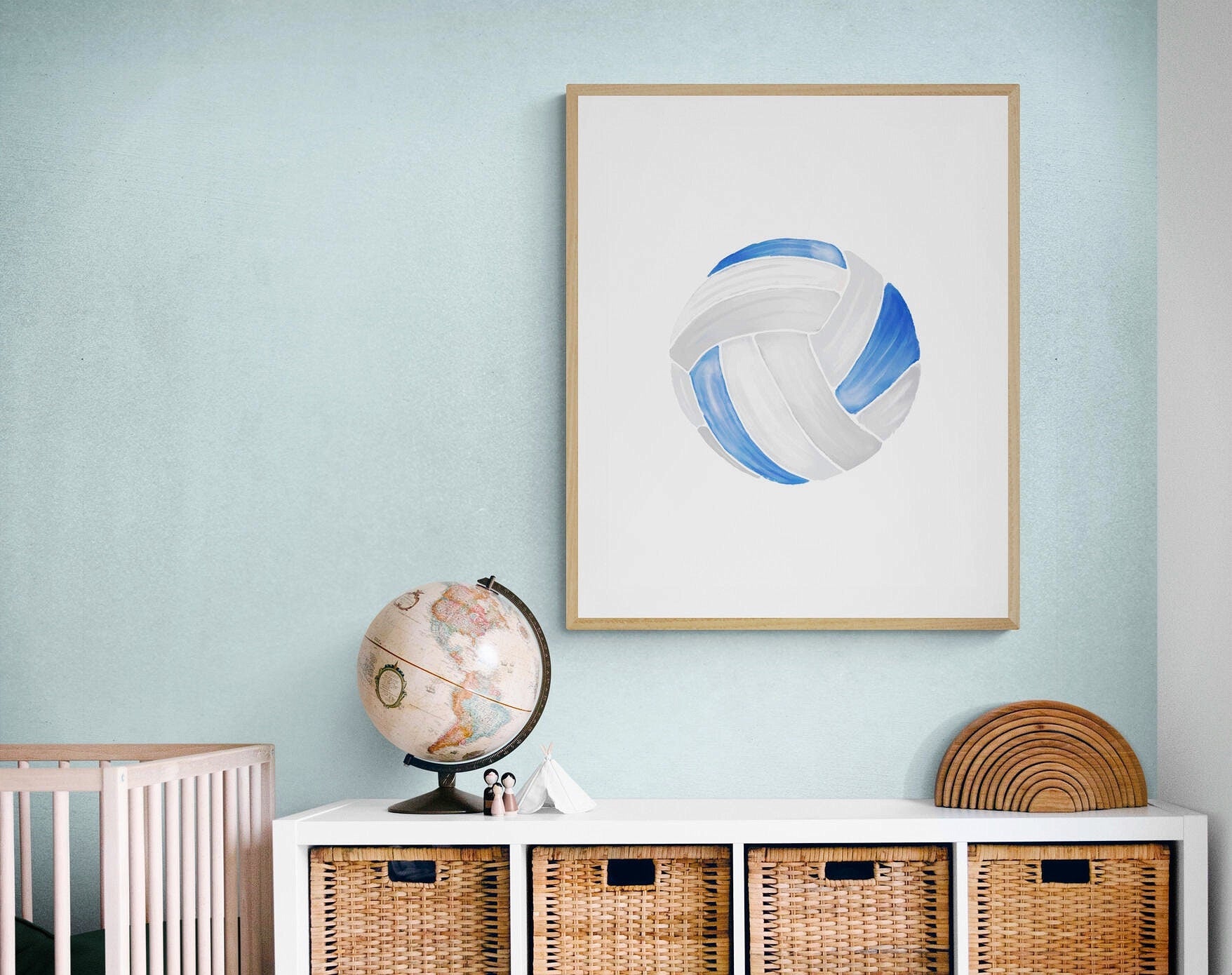 Volleyball Print, Sport Painting, Boys Room Wall Art, Girls Room Print, Boys Room Gift, Kids Wall Art, Nursery Decor, Sports Lover Drawing - MerikaArt