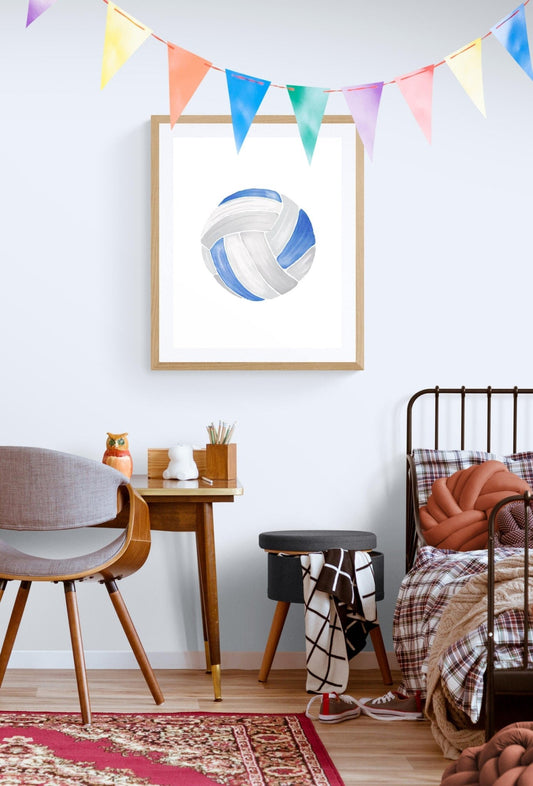 Volleyball Print, Sport Painting, Boys Room Wall Art, Girls Room Print, Boys Room Gift, Kids Wall Art, Nursery Decor, Sports Lover Drawing - MerikaArt
