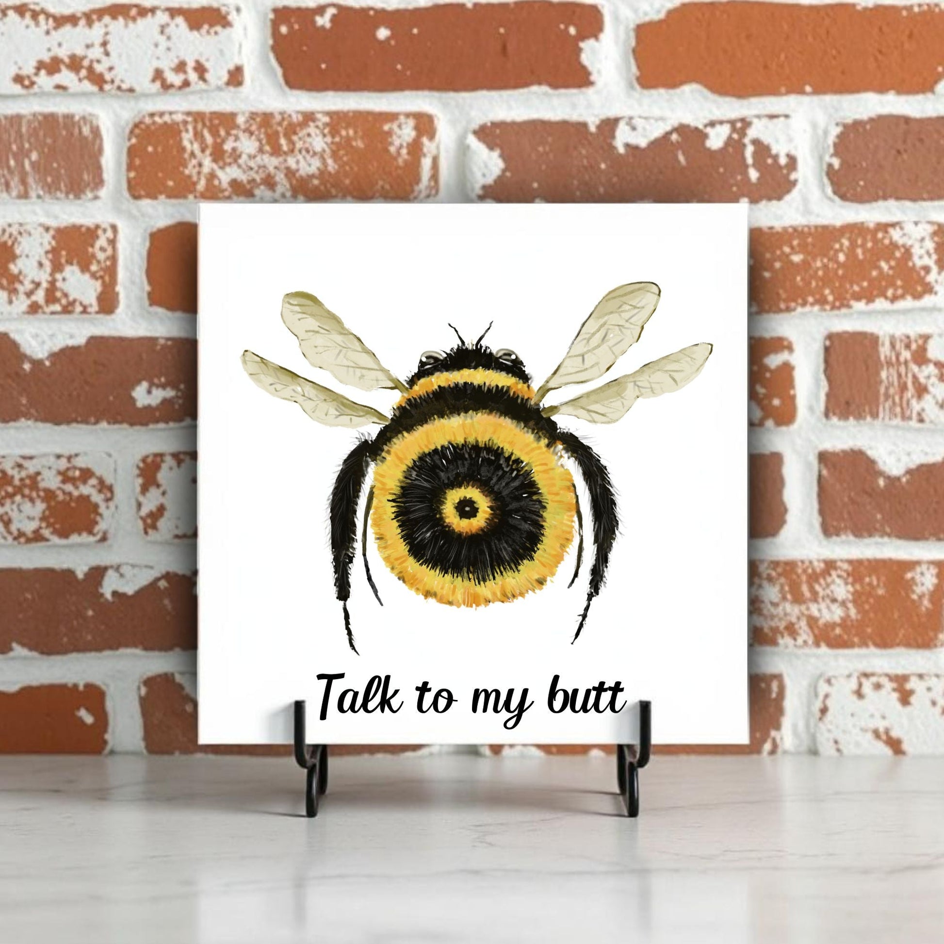 Whimsical Bumblebee Ceramic Tile - MerikaArt