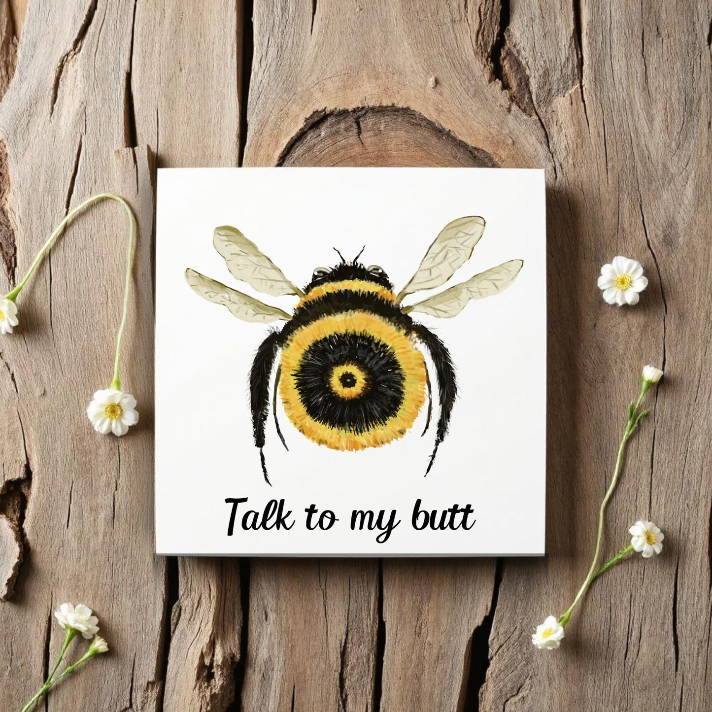 Whimsical Bumblebee Ceramic Tile - MerikaArt