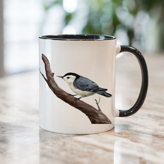 White - Breasted Nuthatch Mug - MerikaArt